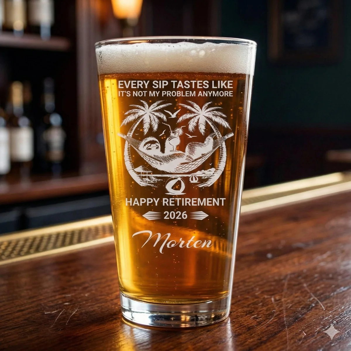 View 4 of Personalized Retirement Beer Glass
