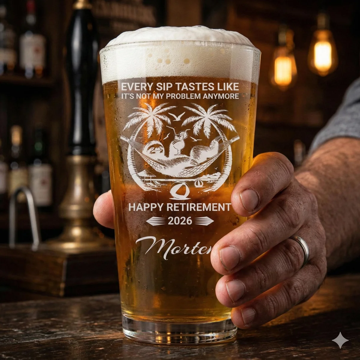 View 5 of Personalized Retirement Beer Glass