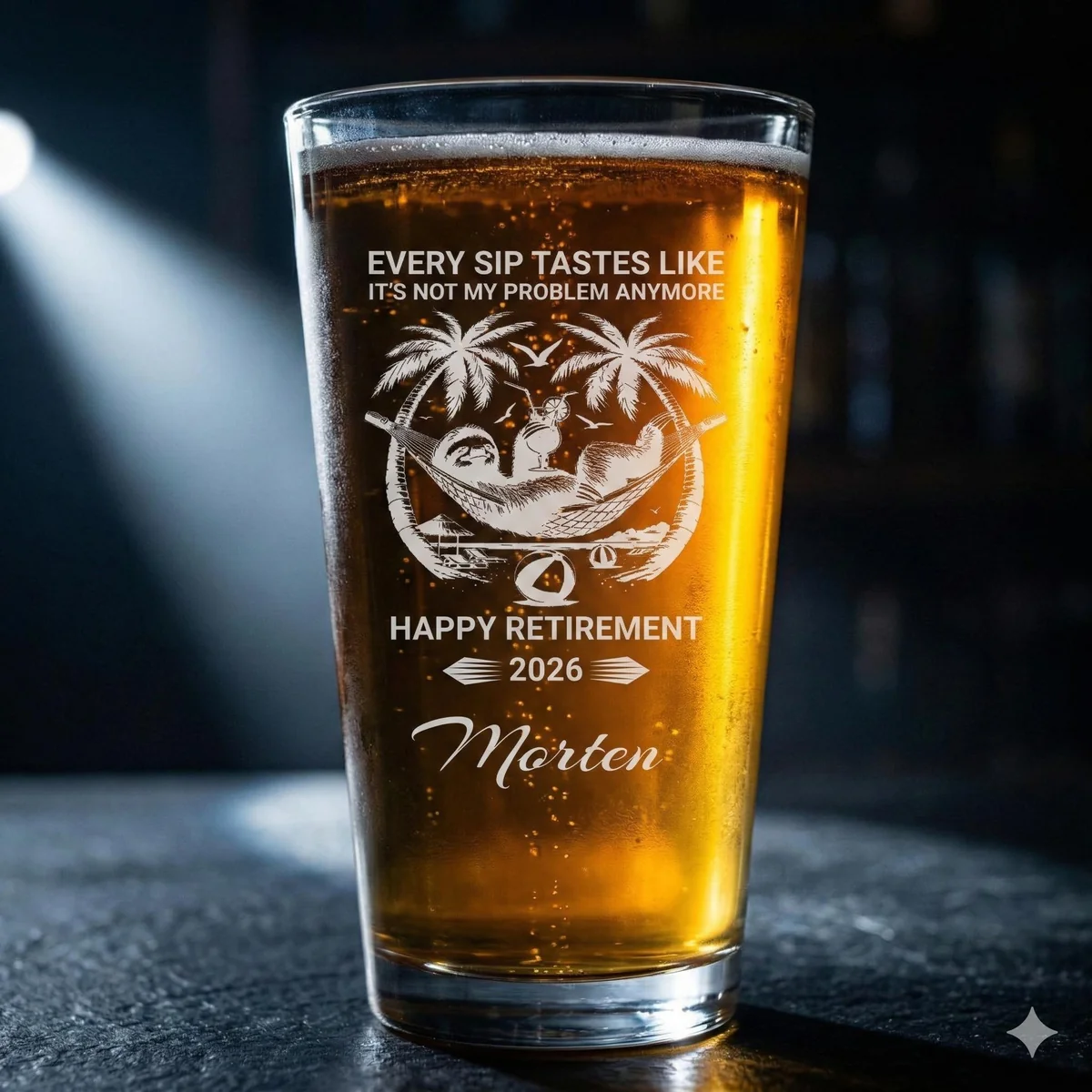 View 6 of Personalized Retirement Beer Glass