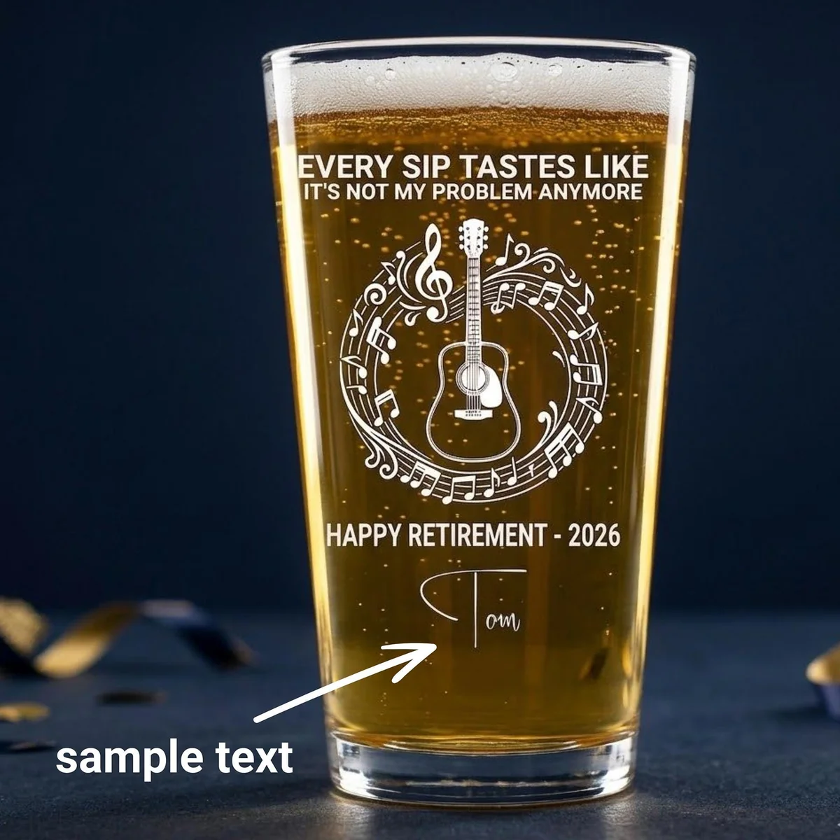 View 2 of Personalized Retirement Pint Glass 16oz