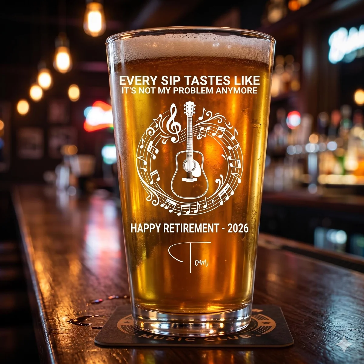 View 5 of Personalized Retirement Pint Glass 16oz