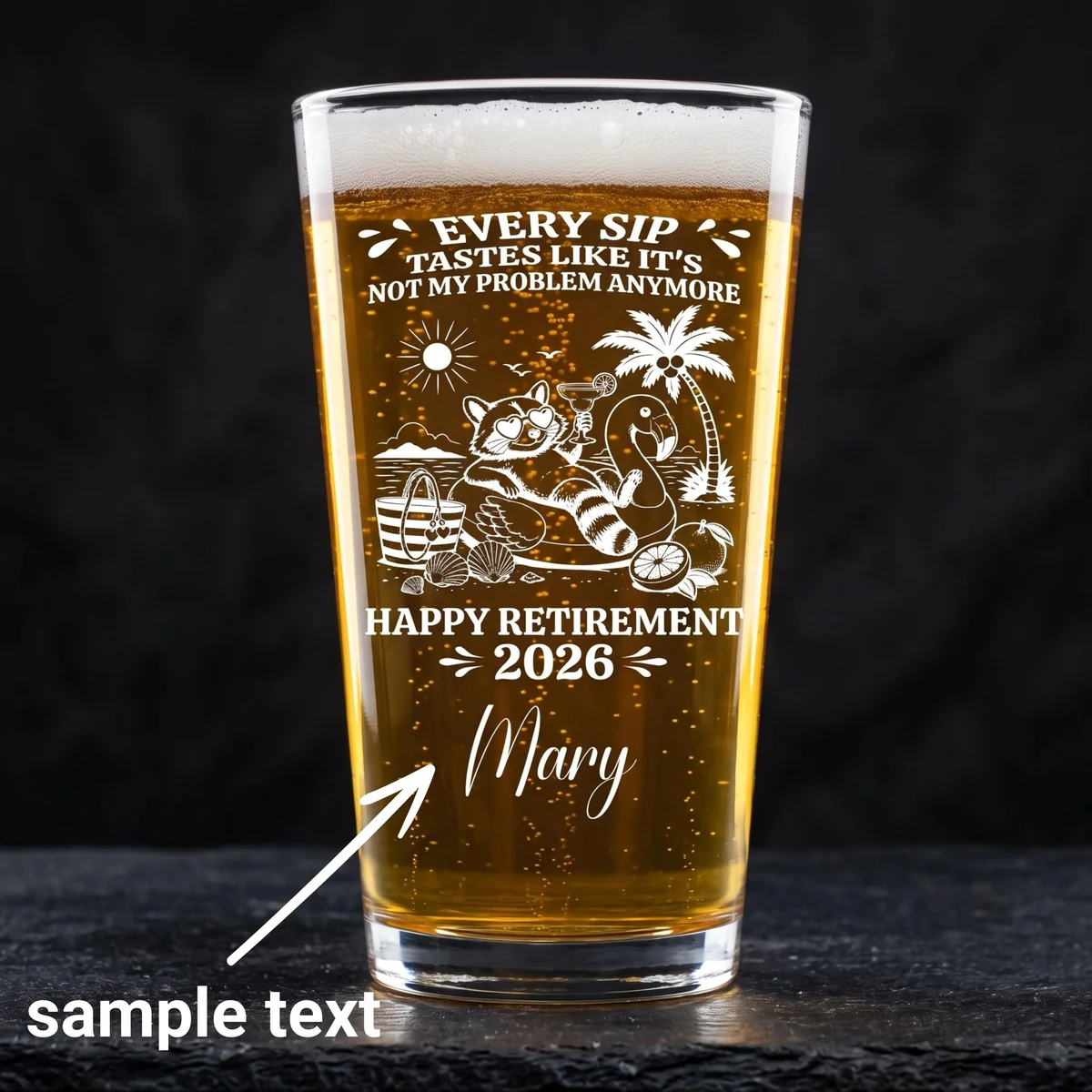 View 2 of Personalized Retirement Pint Glass