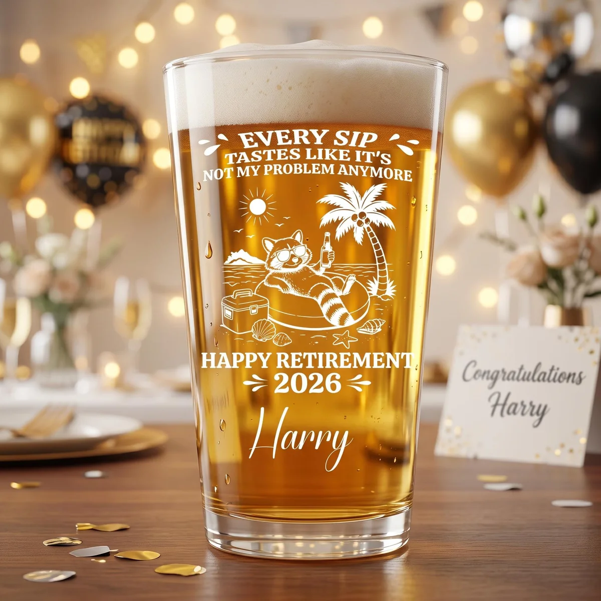 View 3 of Personalized Retirement Pint Glass
