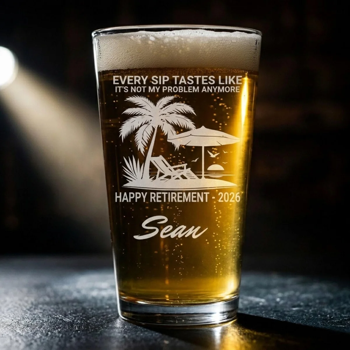 Personalized Retirement Pint Glass Laser Engraved