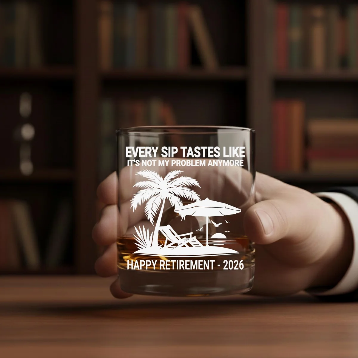 View 3 of Personalized Retirement Whiskey Glass 11 oz