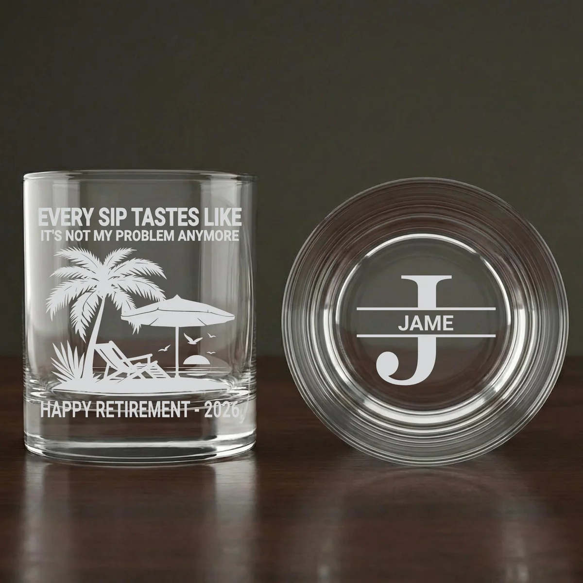 View 4 of Personalized Retirement Whiskey Glass 11 oz