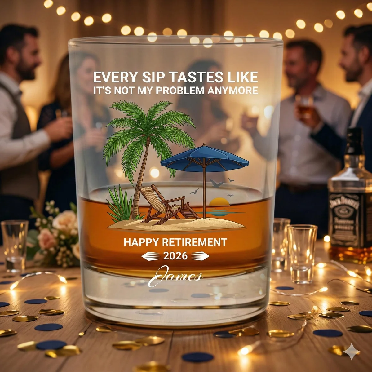 View 4 of Personalized Retirement Whiskey Glass