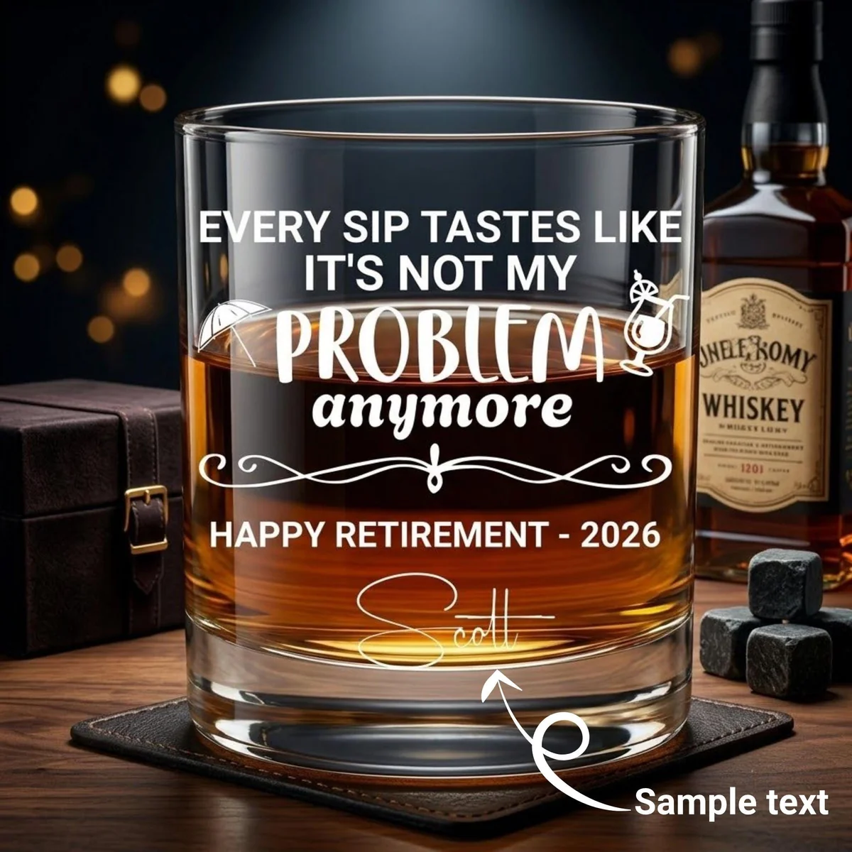 View 2 of Personalized Retirement Whiskey Glass