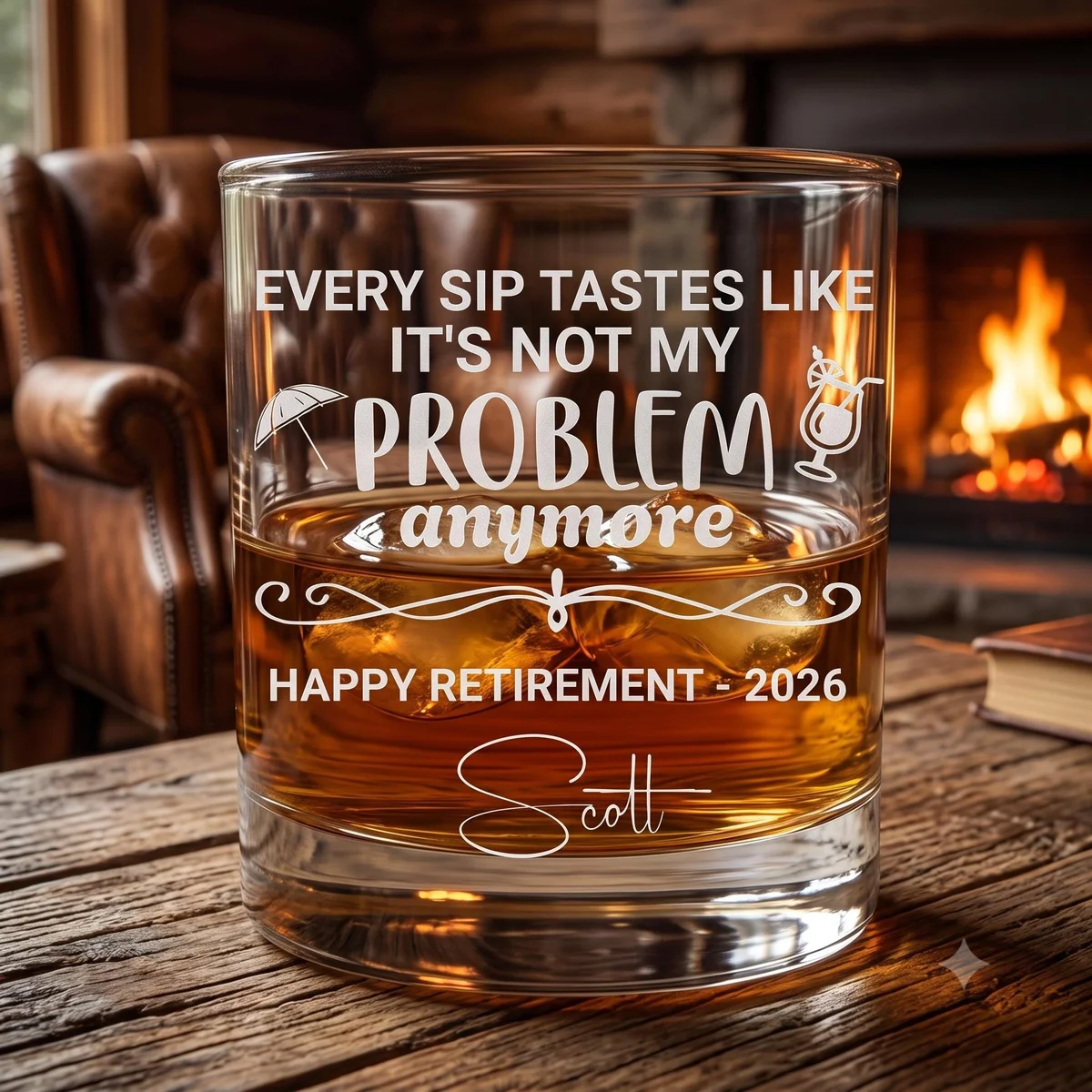 View 3 of Personalized Retirement Whiskey Glass