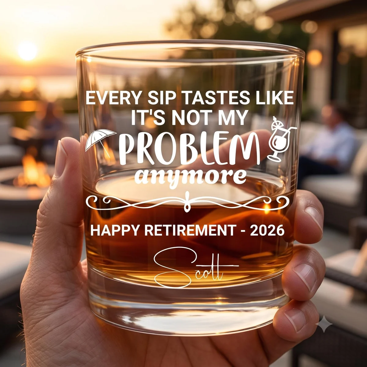 View 4 of Personalized Retirement Whiskey Glass