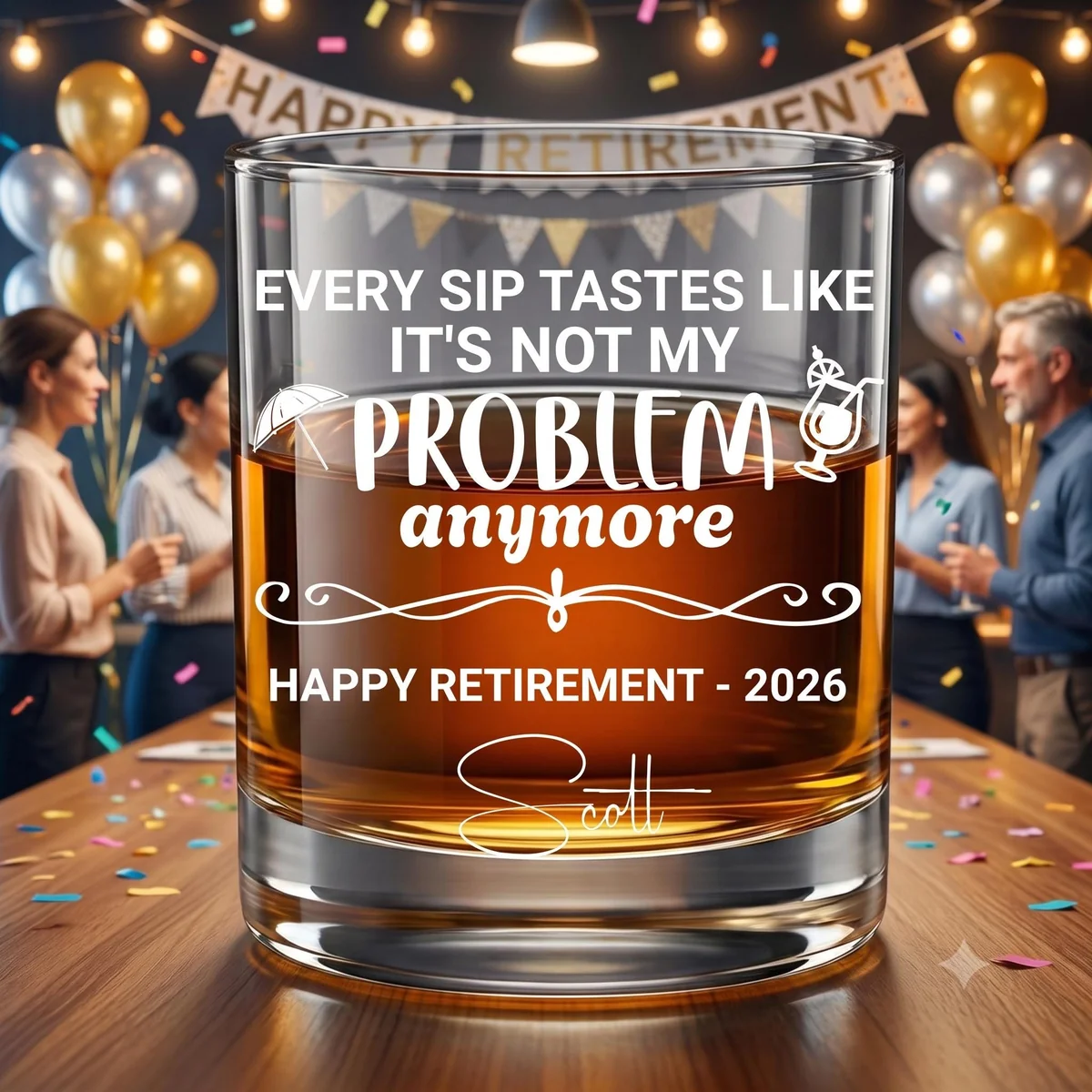 View 5 of Personalized Retirement Whiskey Glass