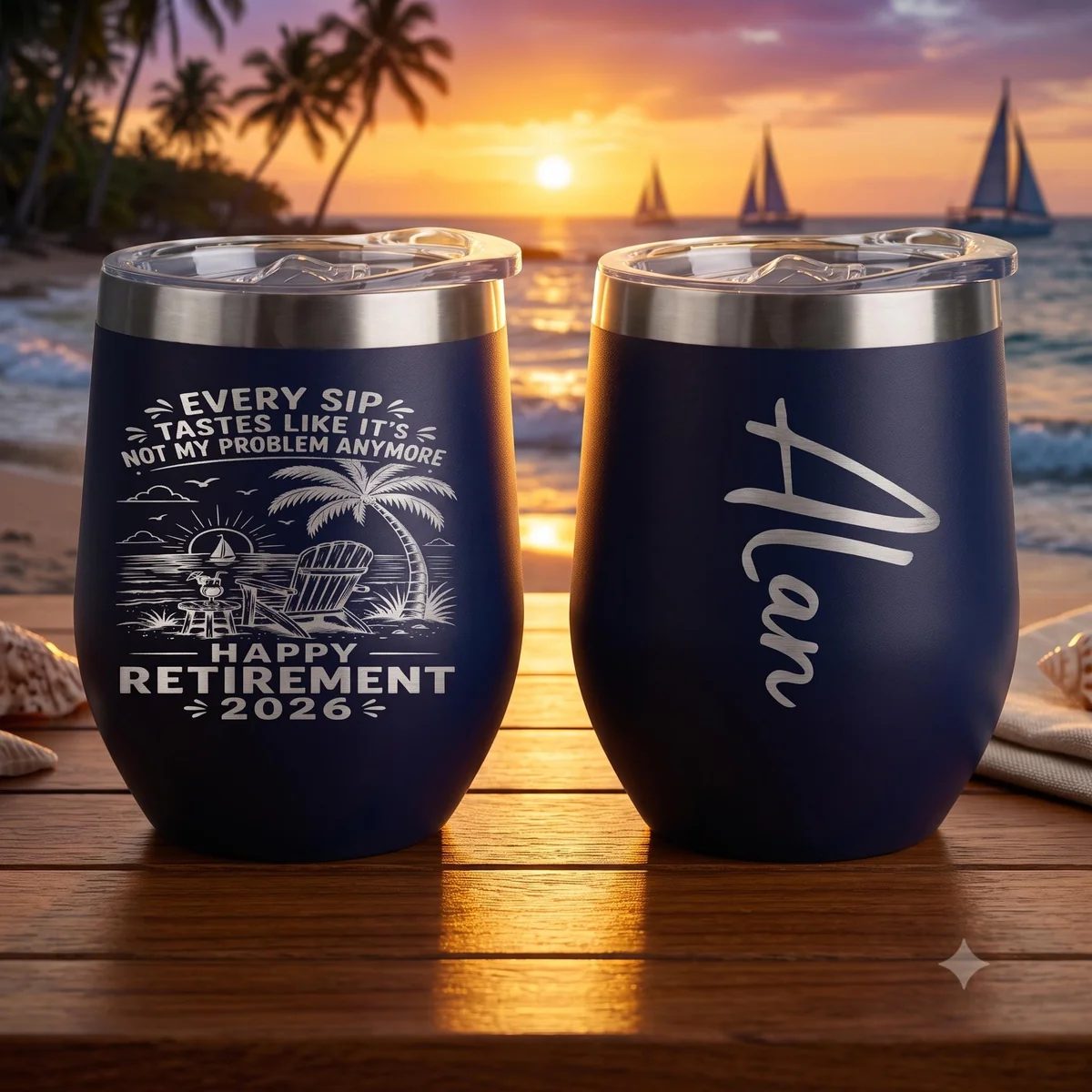 View 2 of Personalized Retirement Wine Tumbler