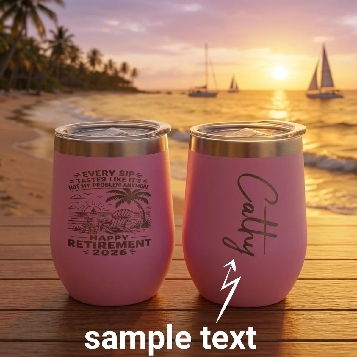 View 3 of Personalized Retirement Wine Tumbler