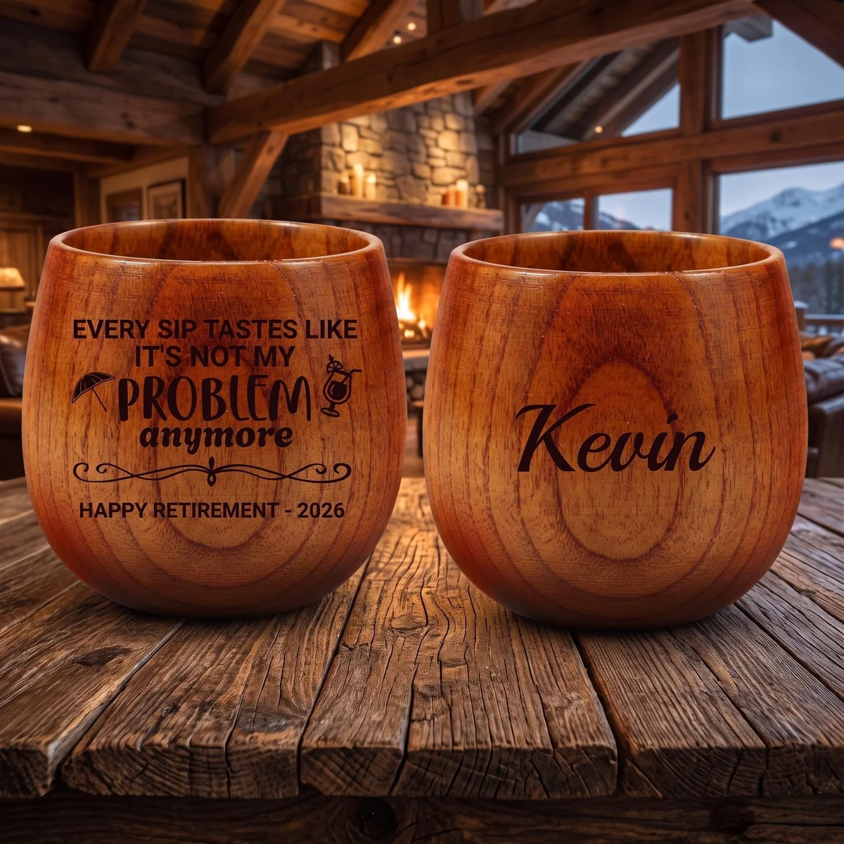Personalized Retirement Wooden Whiskey Cup