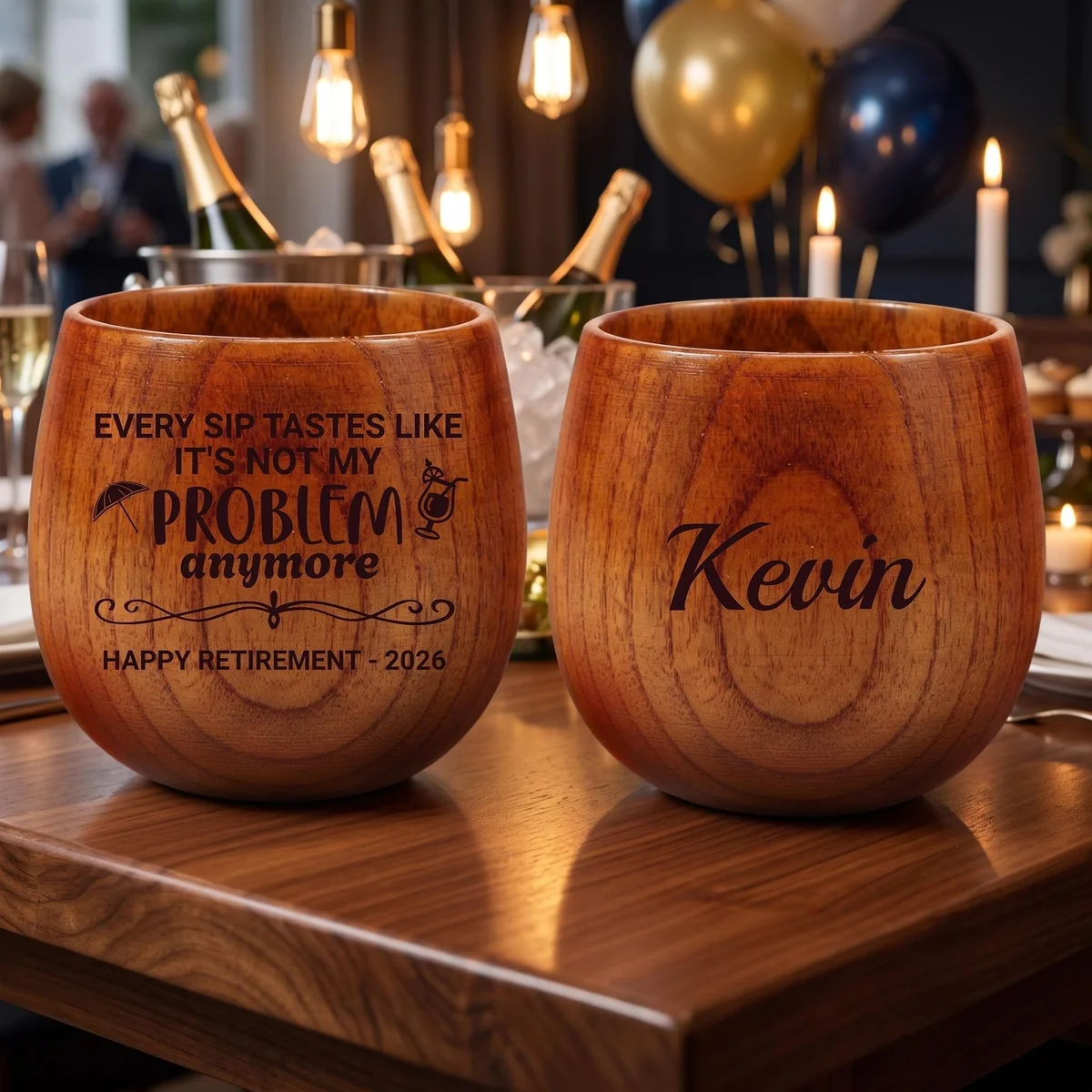 View 6 of Personalized Retirement Wooden Whiskey Cup