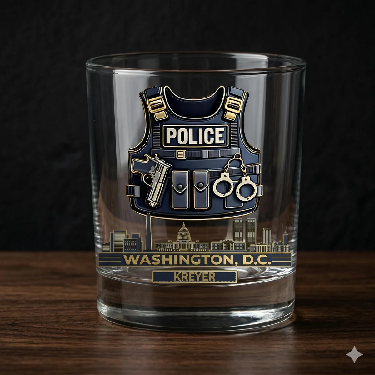 View 2 of Personalized Service Uniform Whiskey Glass
