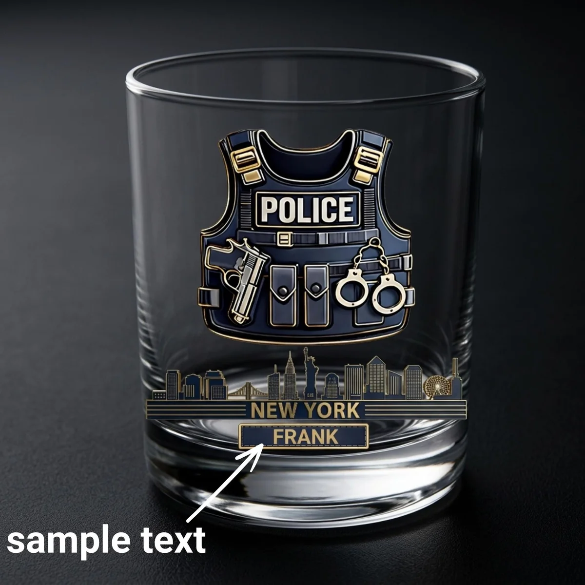 View 3 of Personalized Service Uniform Whiskey Glass