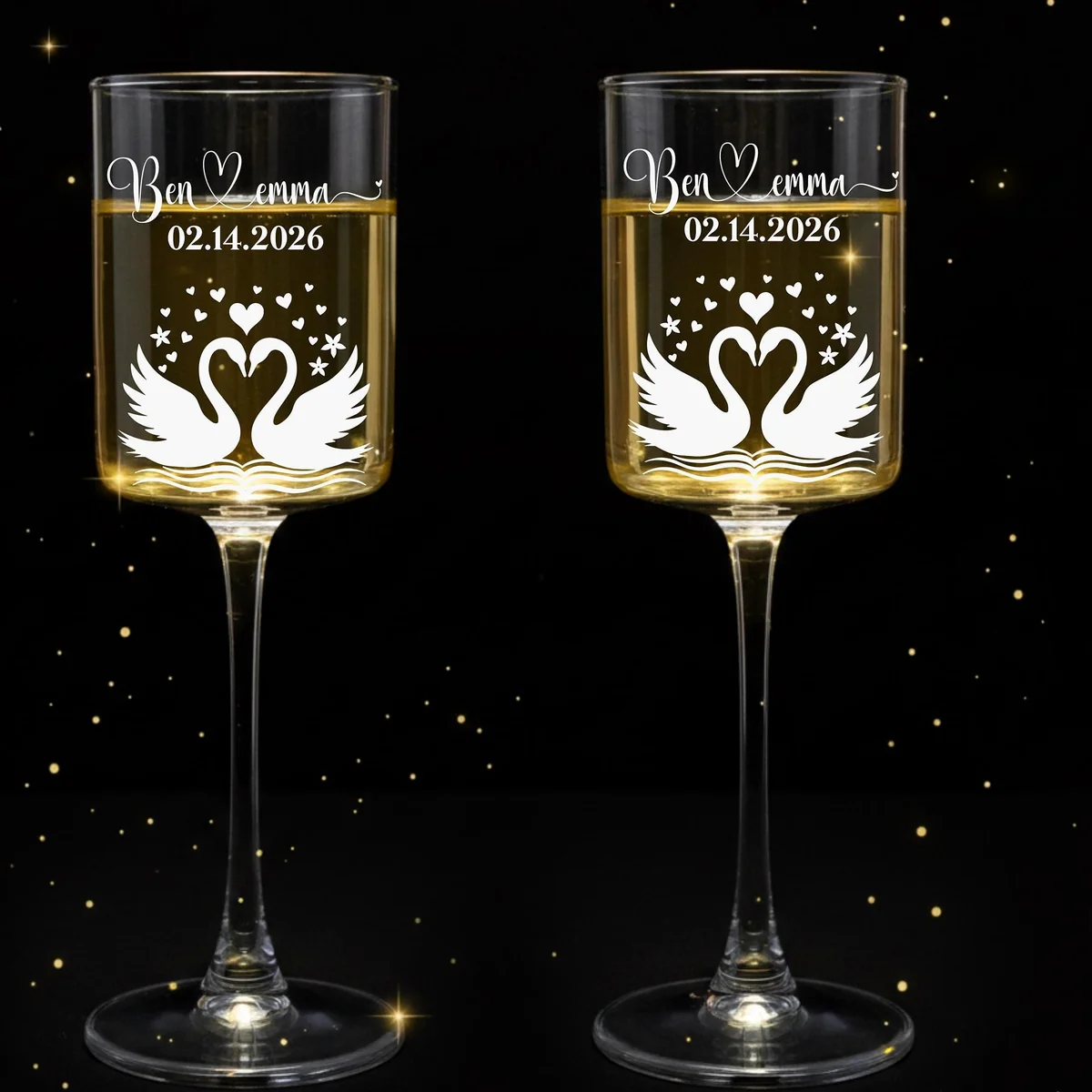 Personalized Swan Wine Glass