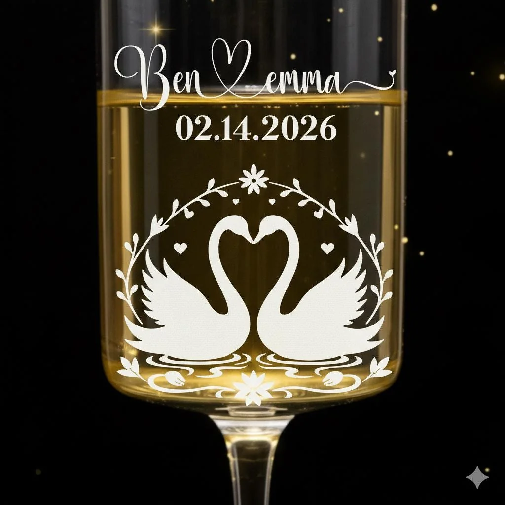 View 3 of Personalized Swan Wine Glass