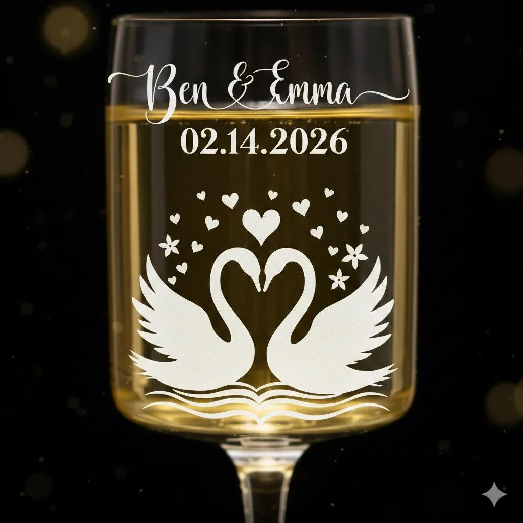 View 4 of Personalized Swan Wine Glass