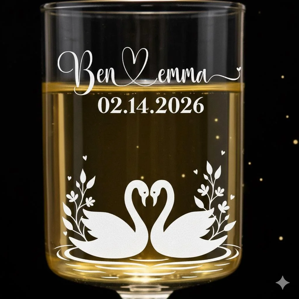 View 5 of Personalized Swan Wine Glass