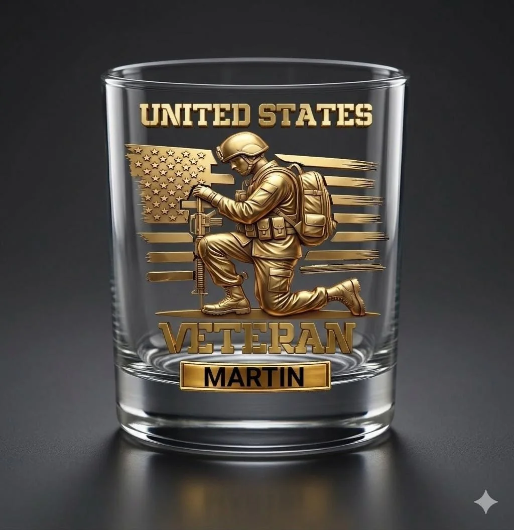 Personalized Veteran Whiskey Glass