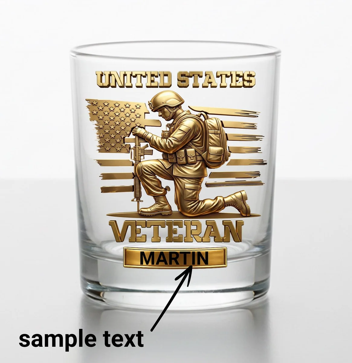 View 2 of Personalized Veteran Whiskey Glass