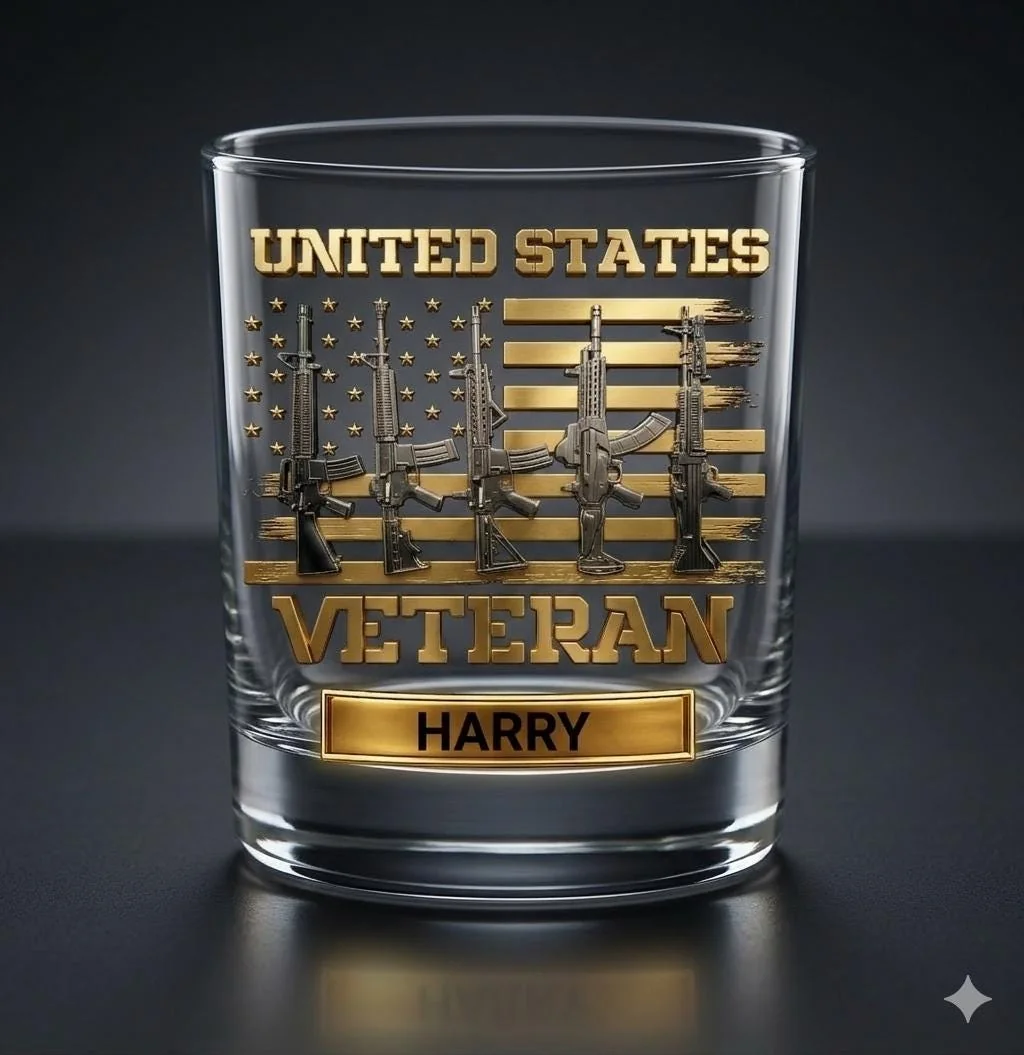 Personalized Veteran Whiskey Glass