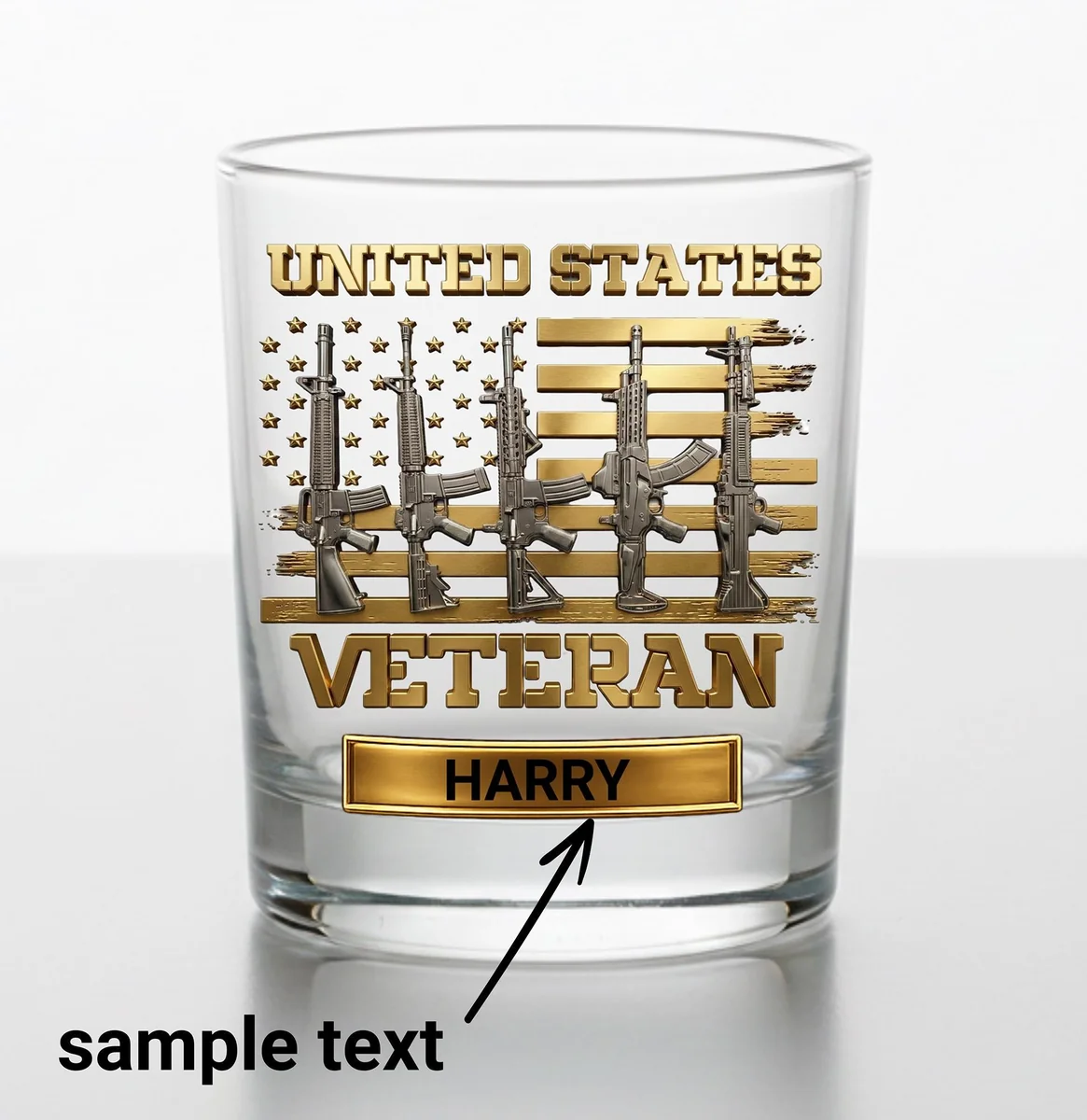 View 2 of Personalized Veteran Whiskey Glass