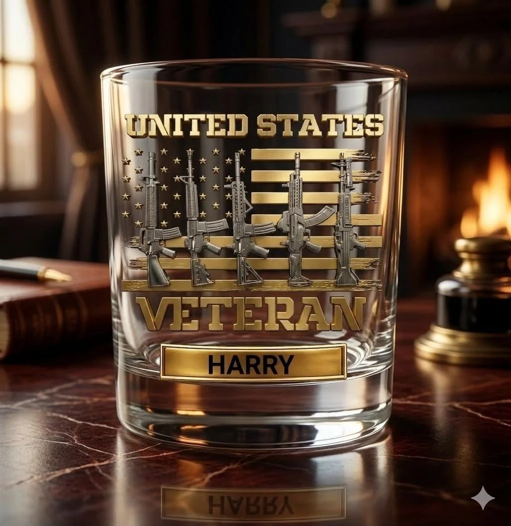 View 4 of Personalized Veteran Whiskey Glass
