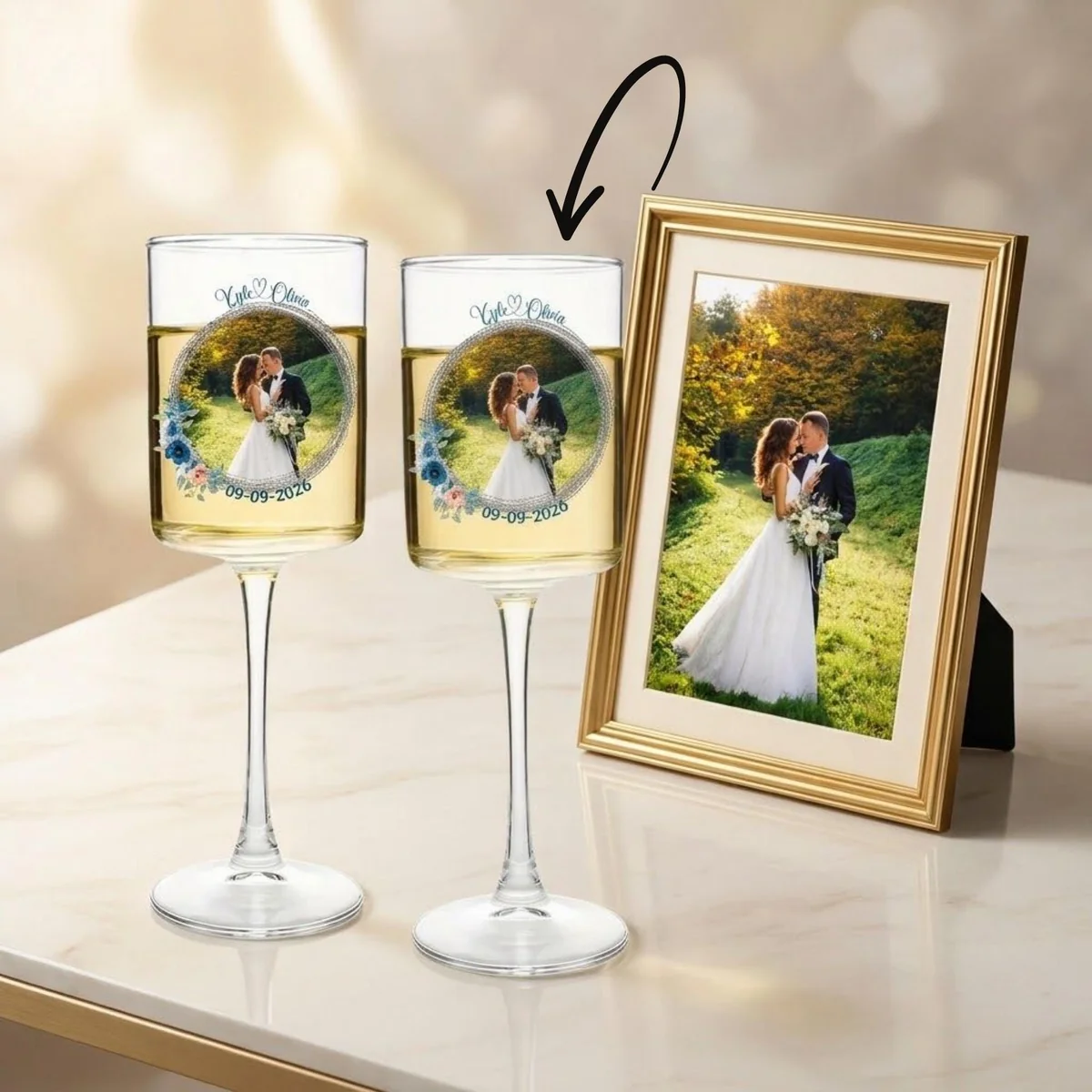 Personalized Wedding Champagne Flutes Set of 2