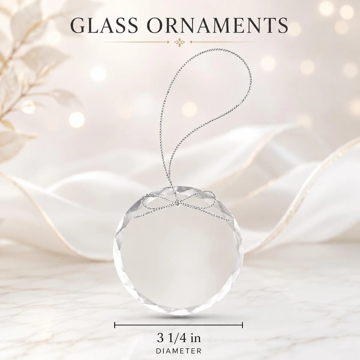 View 2 of Personalized Wedding Photo Glass Ornament