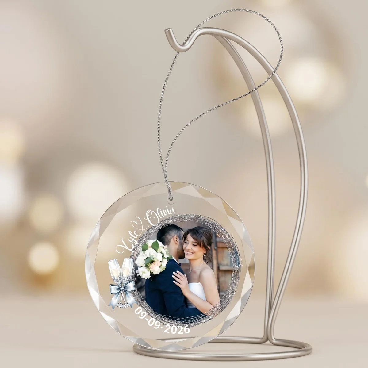 View 5 of Personalized Wedding Photo Glass Ornament