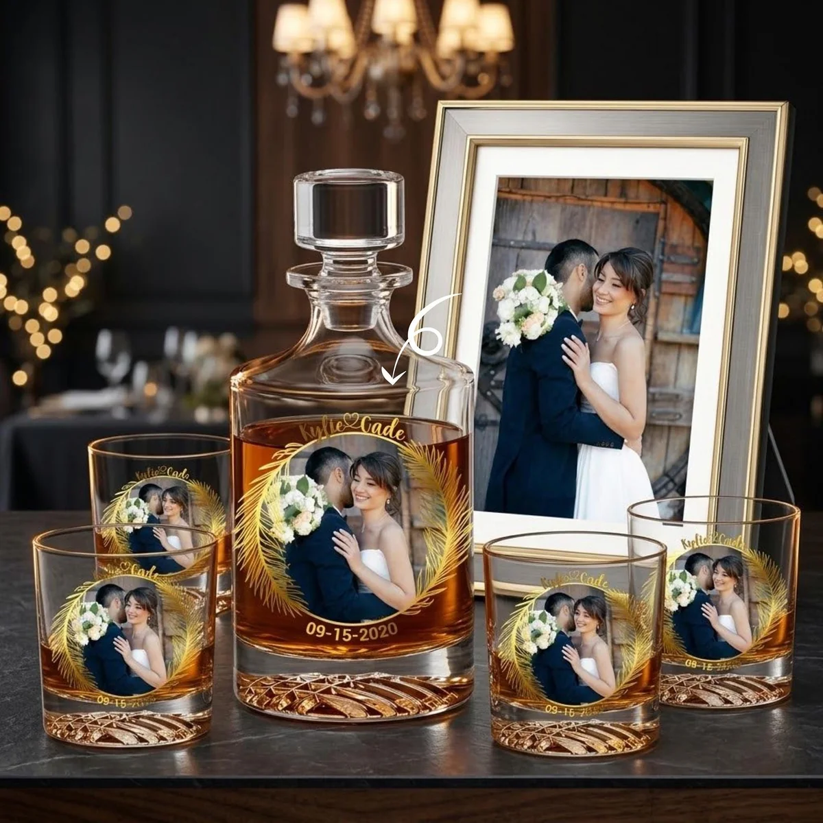 Personalized Wedding Whiskey Decanter Set