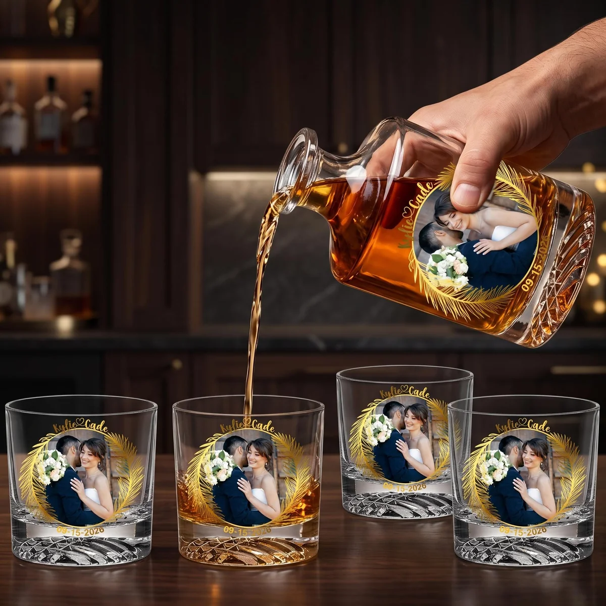 View 4 of Personalized Wedding Whiskey Decanter Set