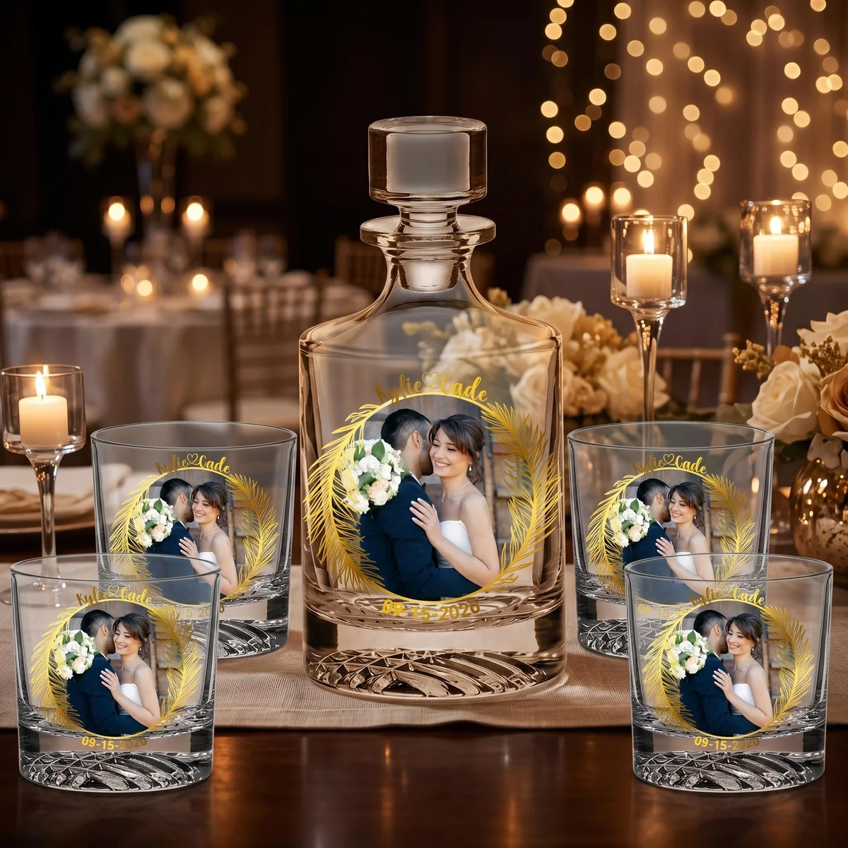 View 5 of Personalized Wedding Whiskey Decanter Set