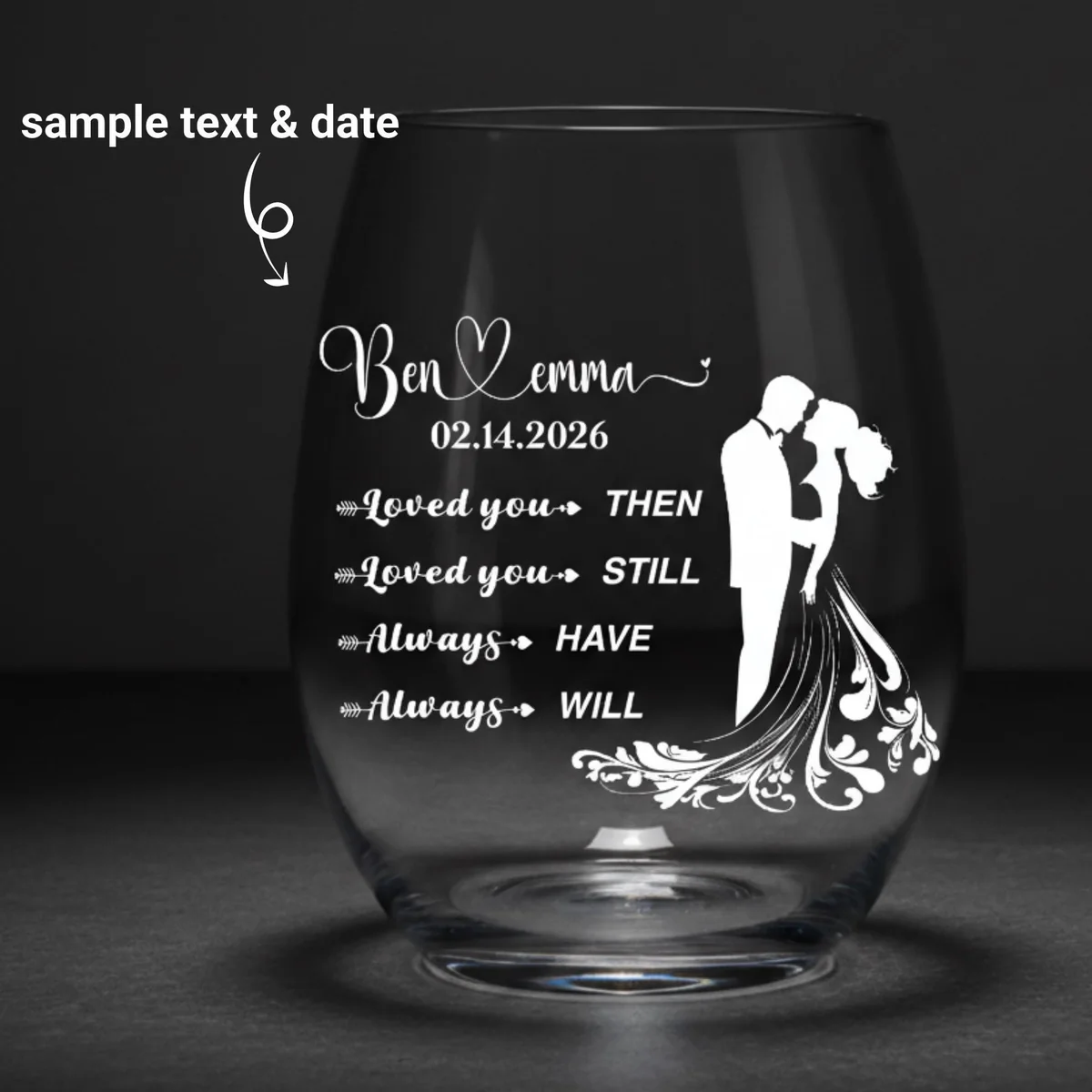 View 2 of Personalized Wedding Wine Glass