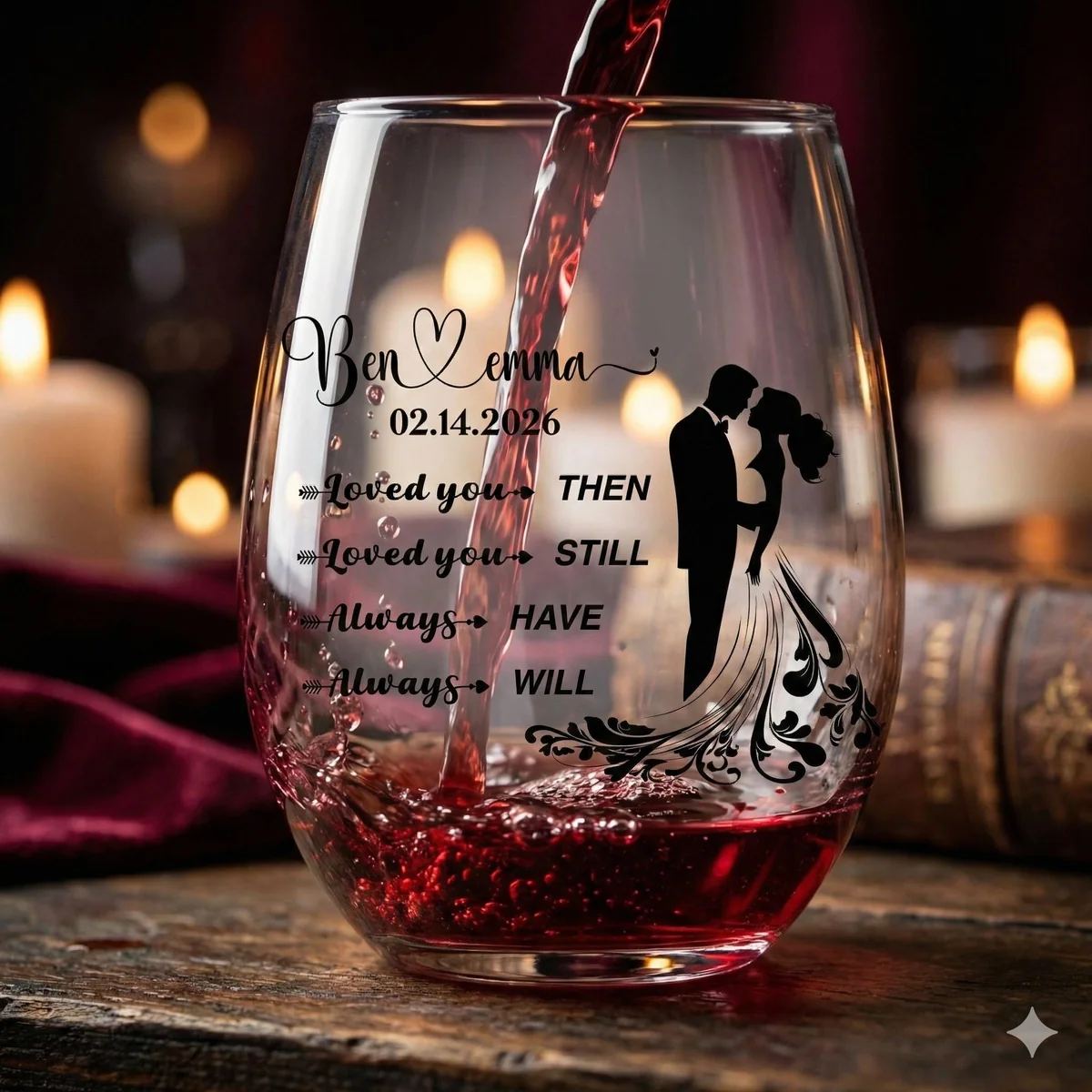 View 4 of Personalized Wedding Wine Glass