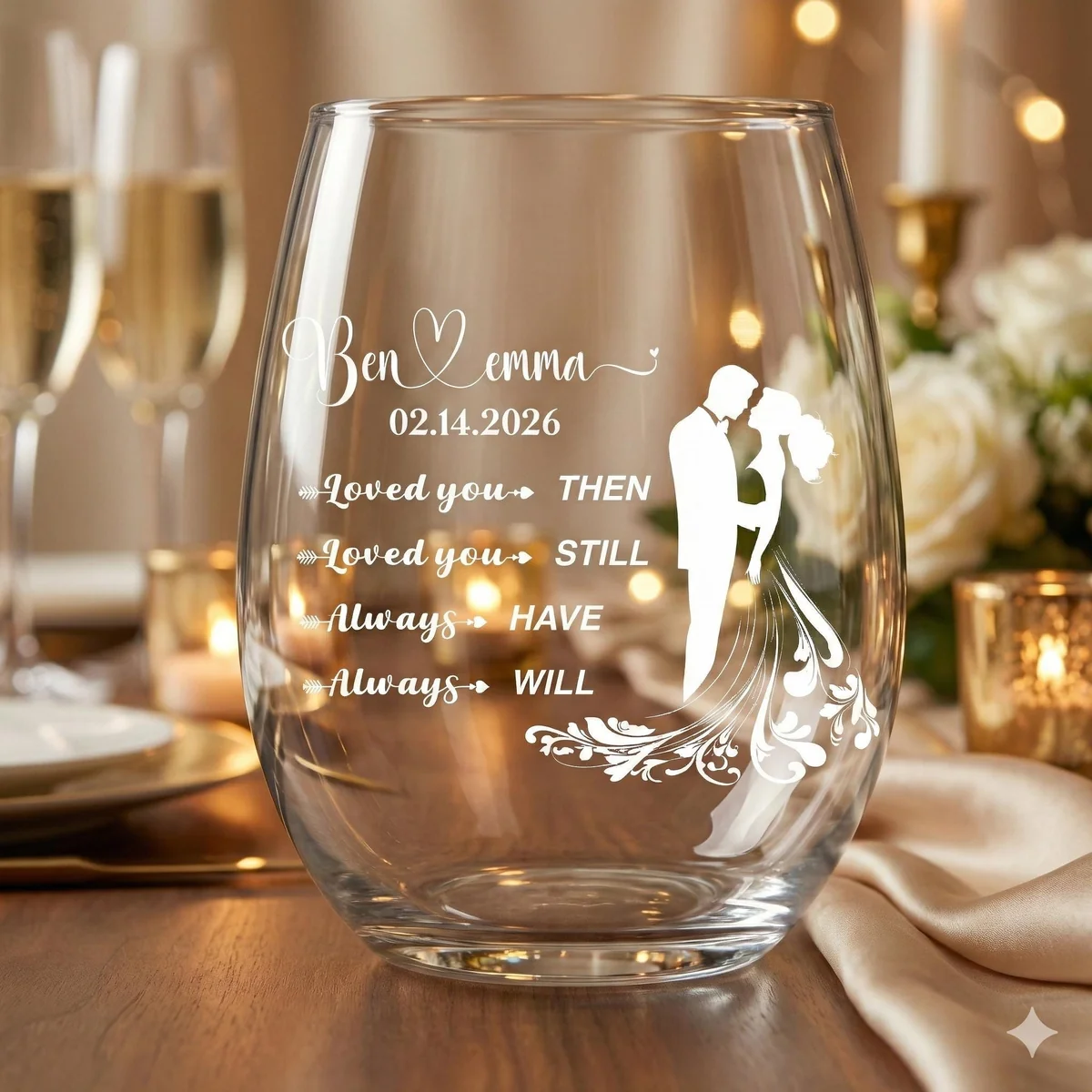 View 6 of Personalized Wedding Wine Glass