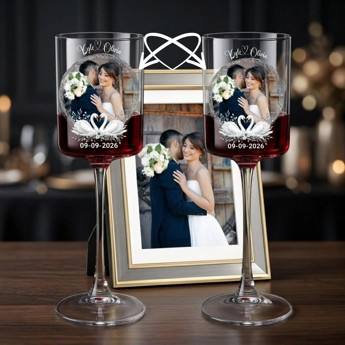 Personalized Wedding Wine Glasses Set of 2