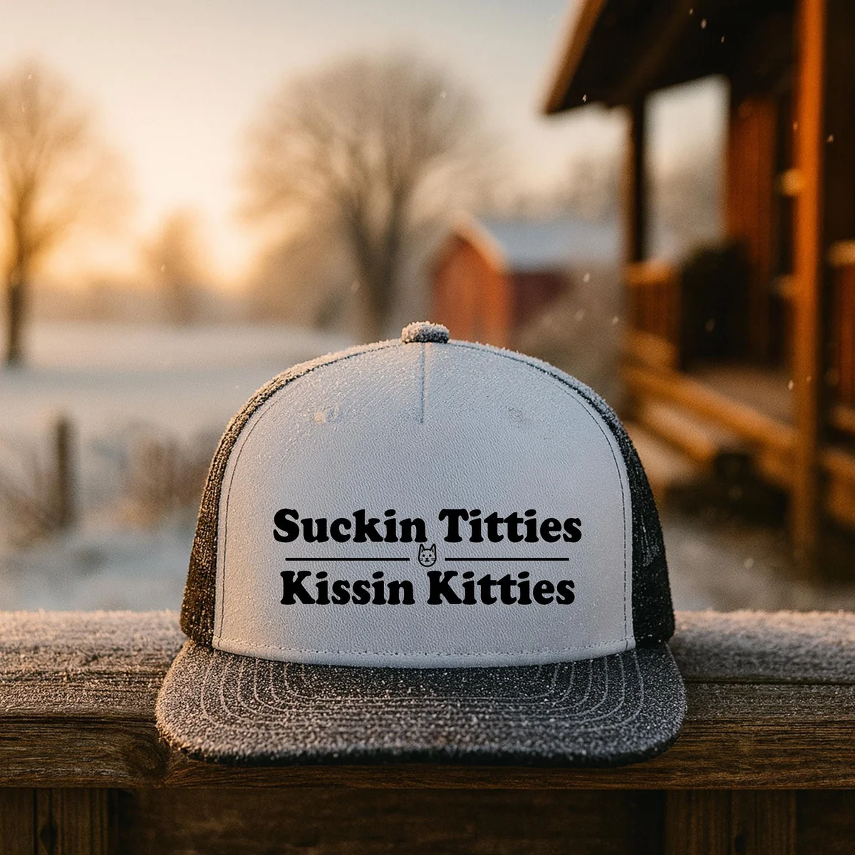 Playful DTF Printed Trucker Hat: Humorous Graphic Snapback
