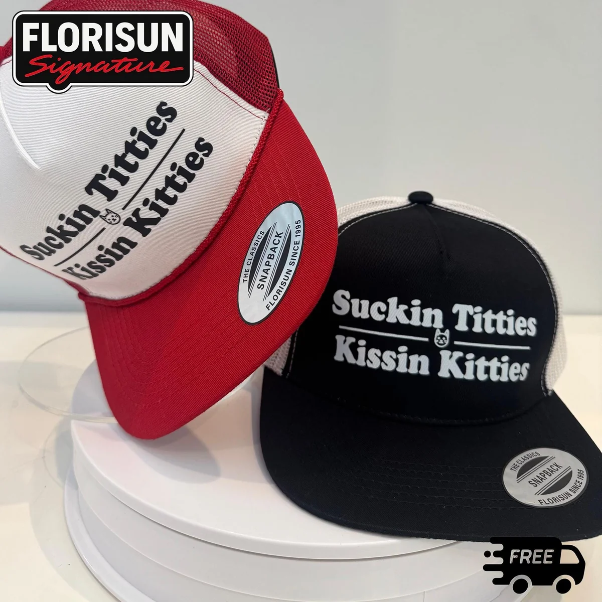 View 2 of Playful DTF Printed Trucker Hat: Humorous Graphic Snapback