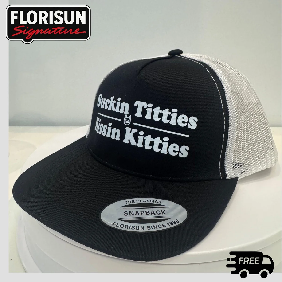 View 5 of Playful DTF Printed Trucker Hat: Humorous Graphic Snapback