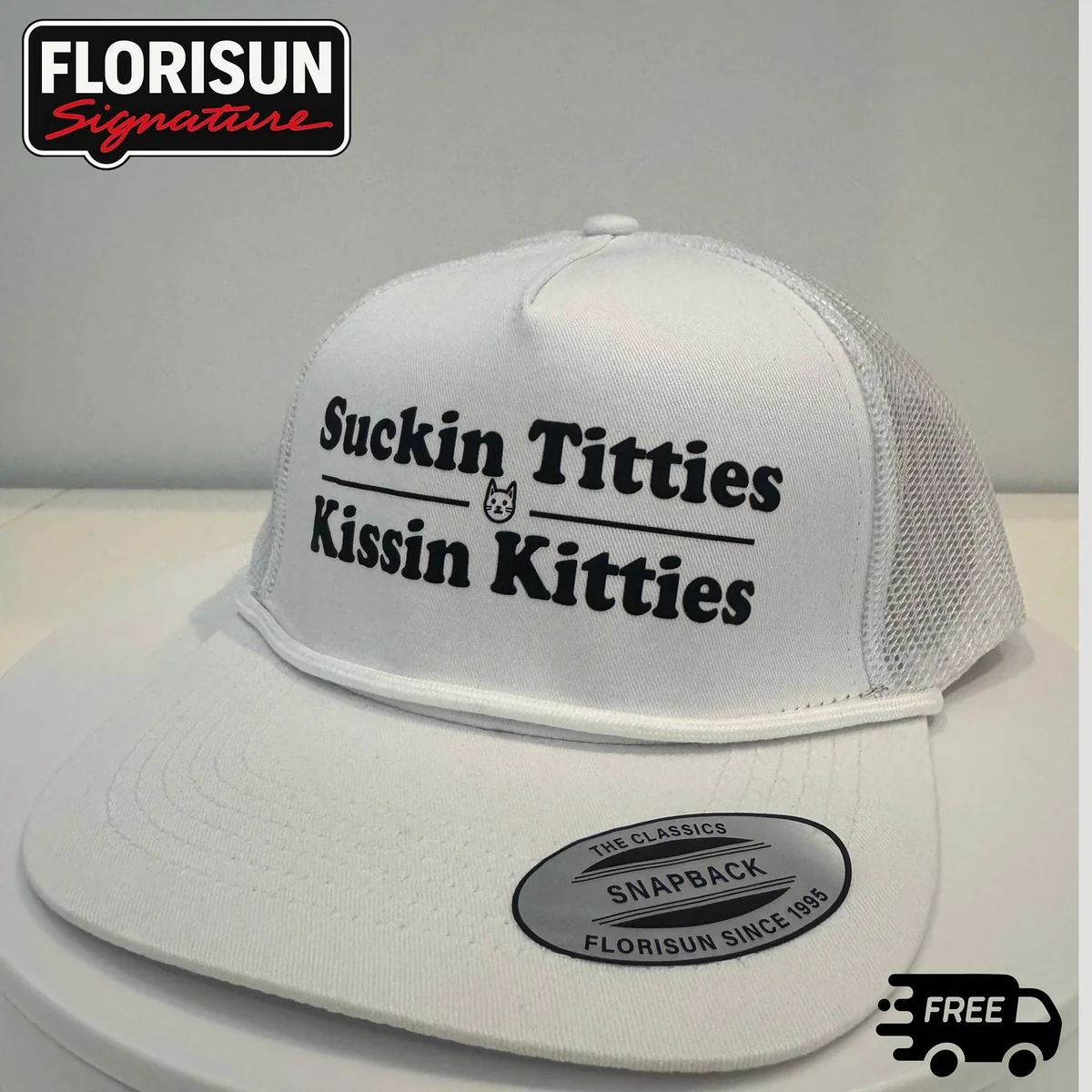 View 6 of Playful DTF Printed Trucker Hat: Humorous Graphic Snapback