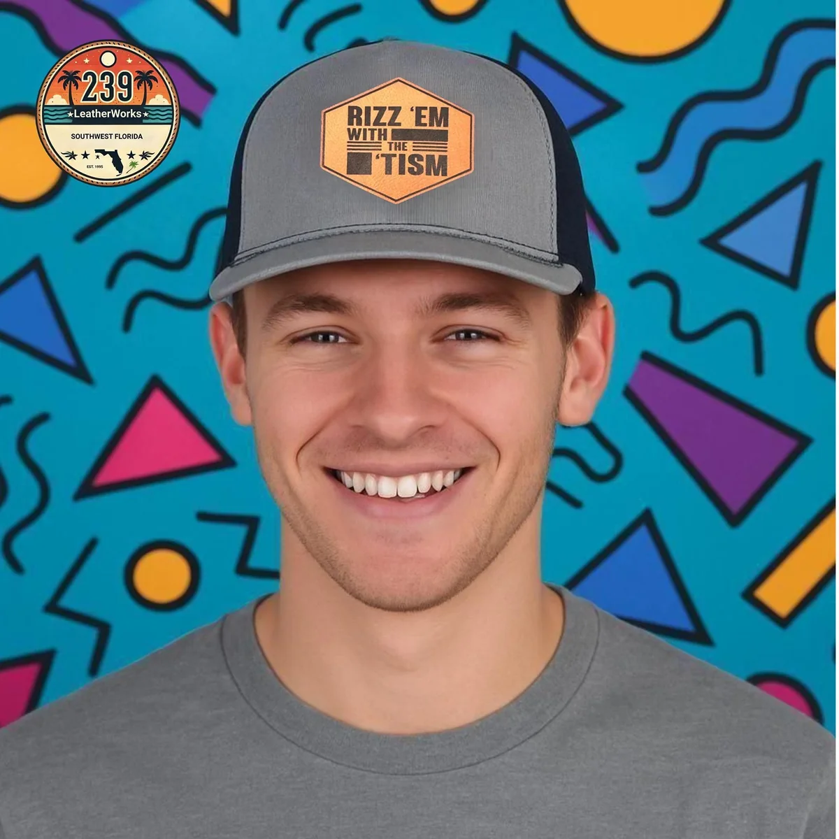 View 2 of Rizz Em With The Tism Trucker Hat