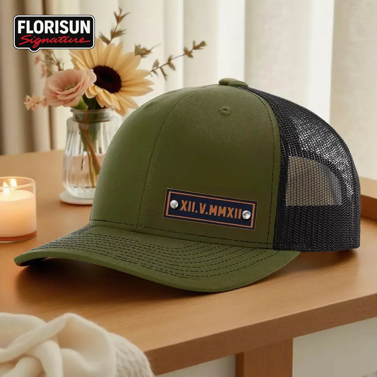 View 4 of Roman Numeral Leather Patch Trucker