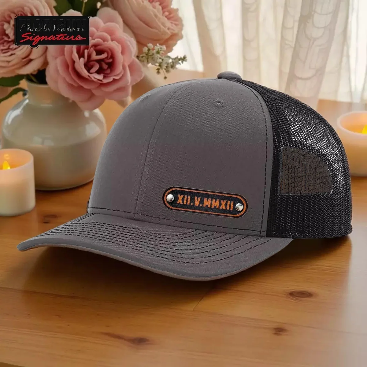 View 5 of Roman Numeral Leather Patch Trucker