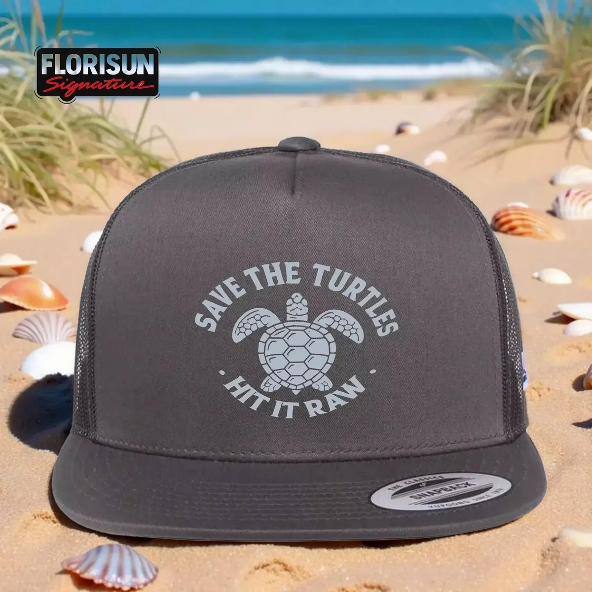 View 5 of Save The Turtles Hat: Funny Eco Humor Trucker Snapback