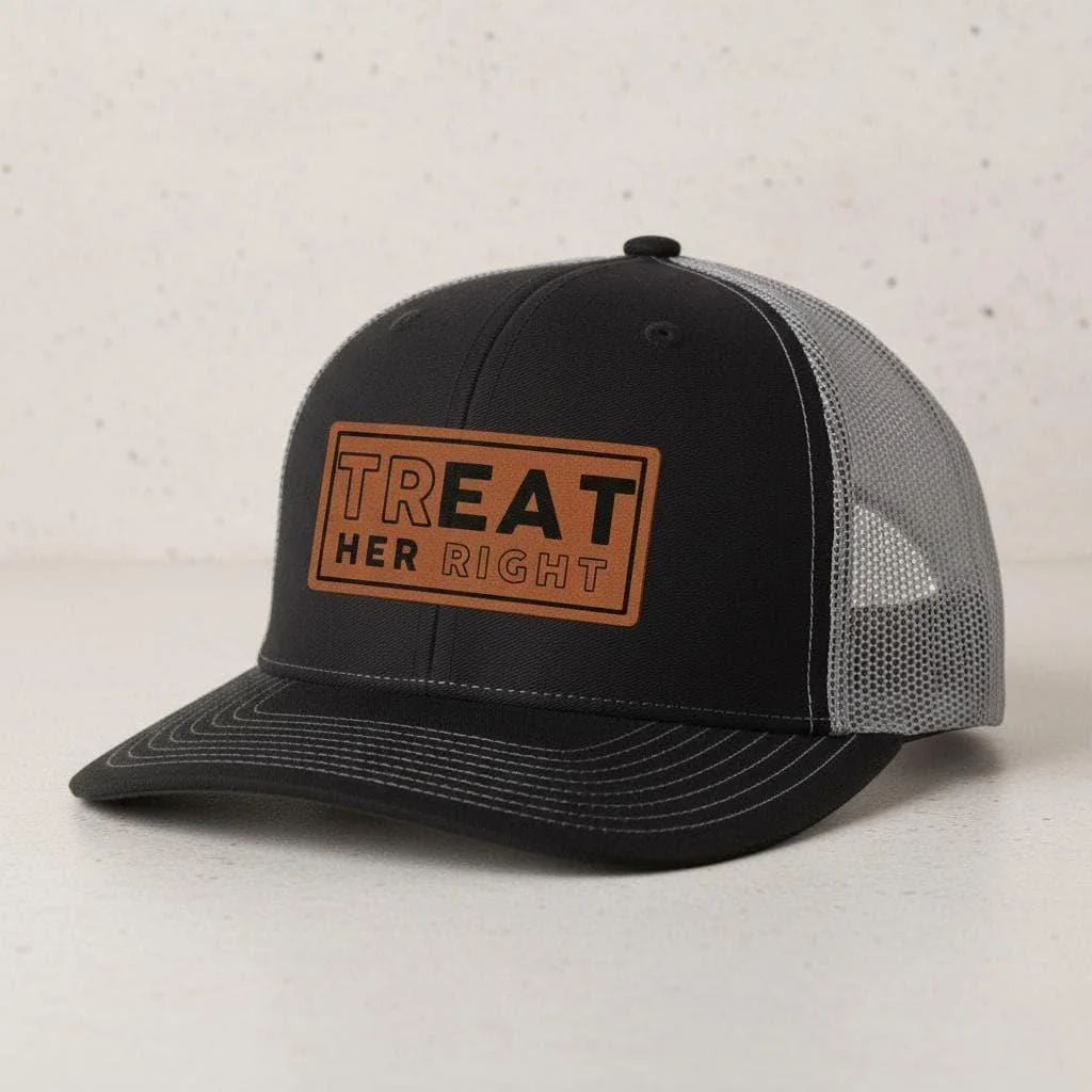 View 5 of Treat Her Right Leatherette Patch Hat
