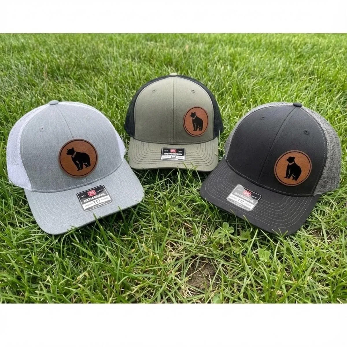 View 5 of Bear Leather Patch Trucker Hat